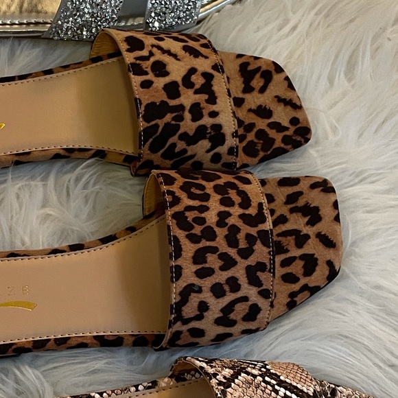 Trendy Square Toe Leopard Print Sandals - Picture 13 of 13